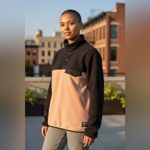 Zoo York Black and Pink color block Pullover. Size Large-Faux Front pocket